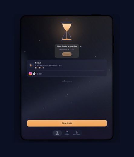 Precursor iPad screenshot, dark