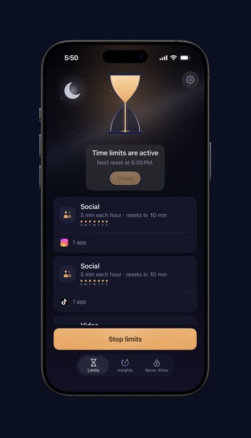 Precursor iPhone screenshot, dark